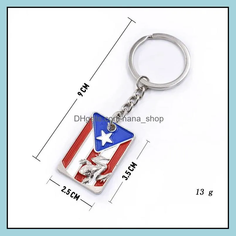 fashion metal keychain jewelry american uk puerto rico flag women men jewelry car key ring holder souvenir for gift