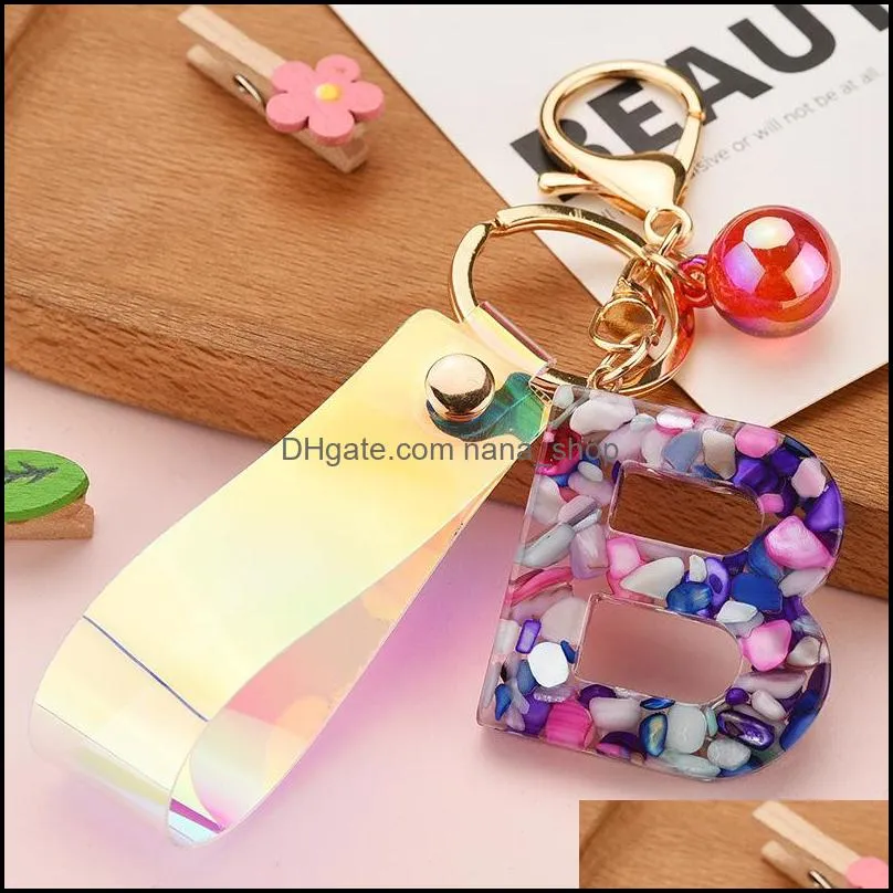 girls acrylic letter keychain for women 26 alphabet word keyring capital english key chains jewelry fashion bag pendant p325fa