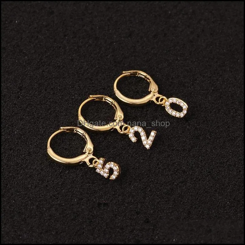 copper hoop dangle earring zircon lucky number tragus cartilage helix earrings ear stud piercing for women body jewelry a97z