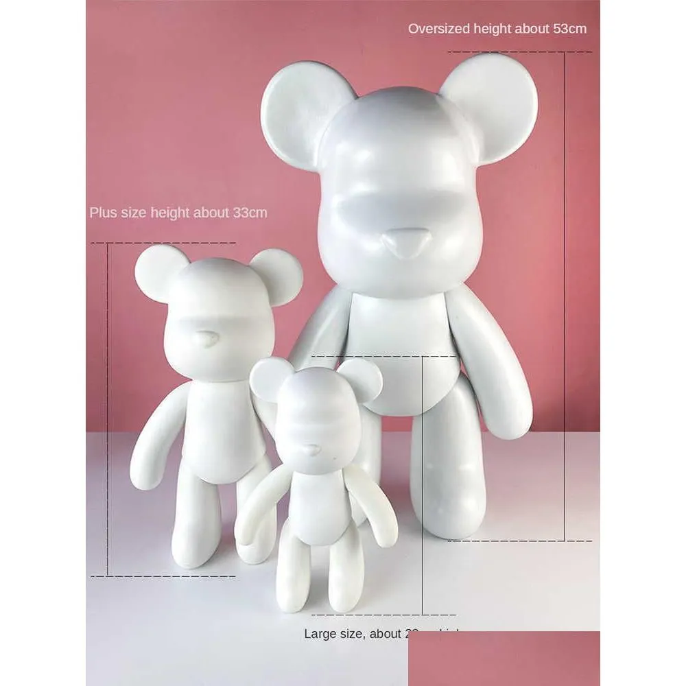 novelty games 7/18/23/33cm fluid bear white mold handmade diy graffiti bearbrick statue manual parentchild toys violent bear sculpture decor