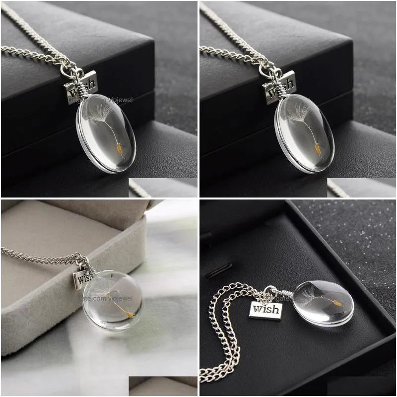 fashion jewelry dandelion necklace glass terrarium pendant necklaces