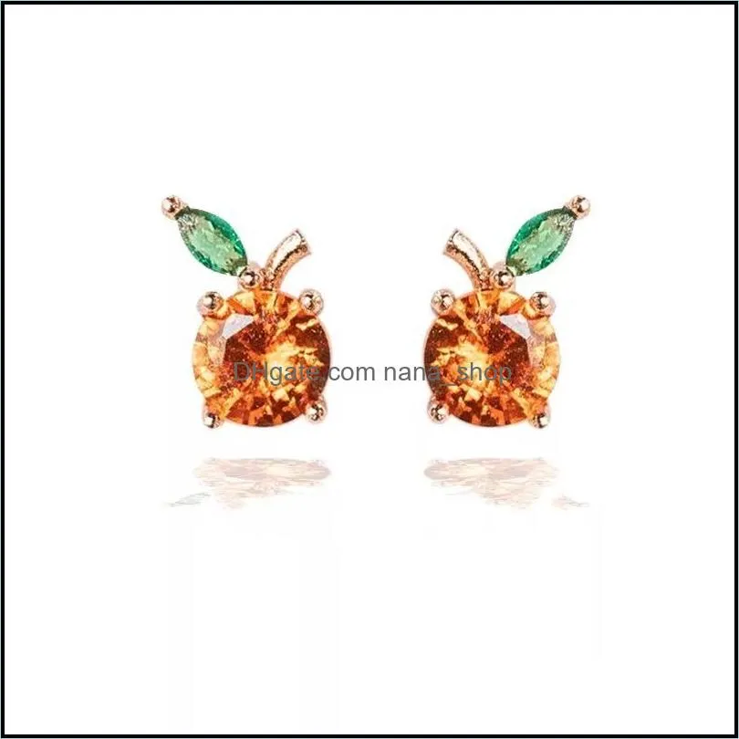 cute mini dangle earrings summer colorful zircon fruit stud earring fashion simple lady jewelry accessories a8z