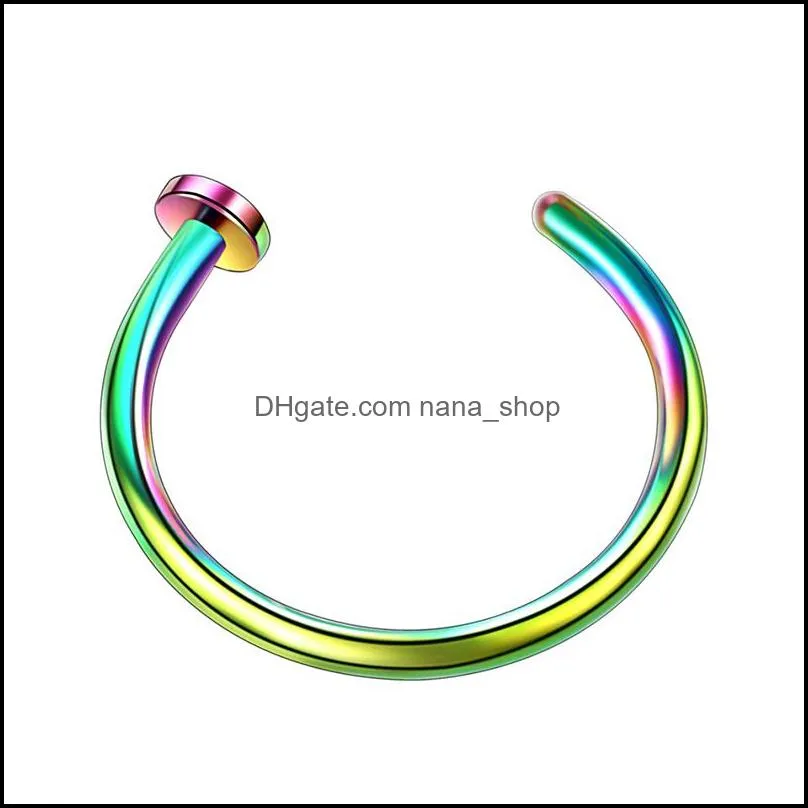 colorful fake nose rings piercing ring body industrial stainless steel jewelry 8/10mm