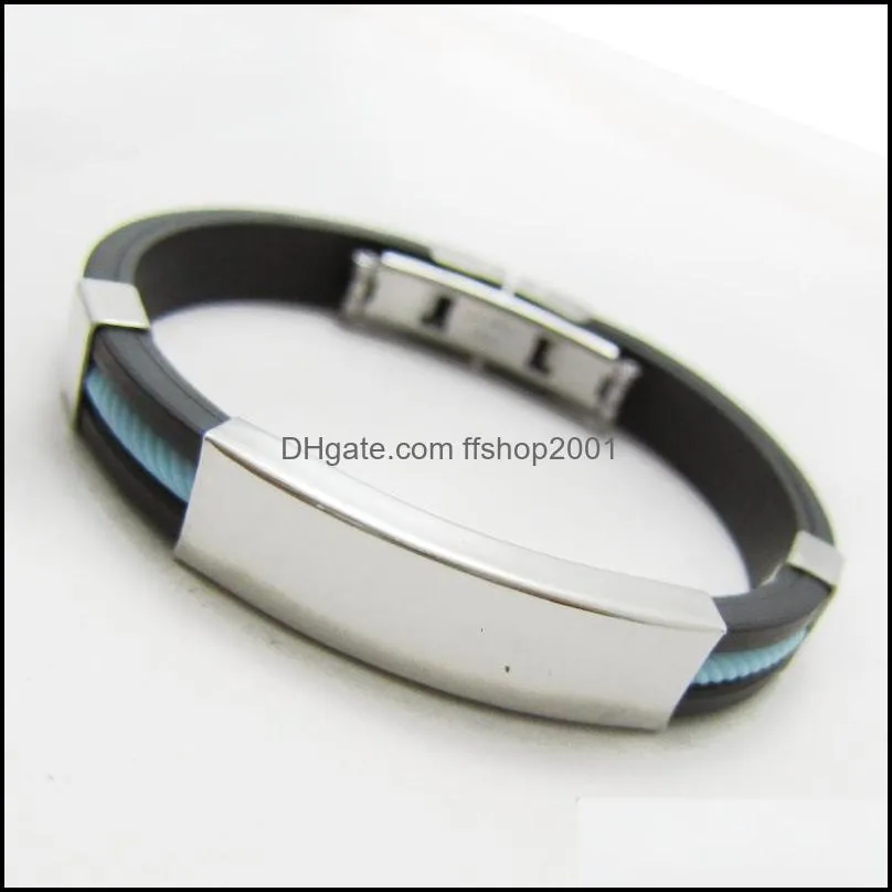 stainless steel silicone bracelet for women men sport titanium steel 10 colors wrap bangle fashion jewelry gift