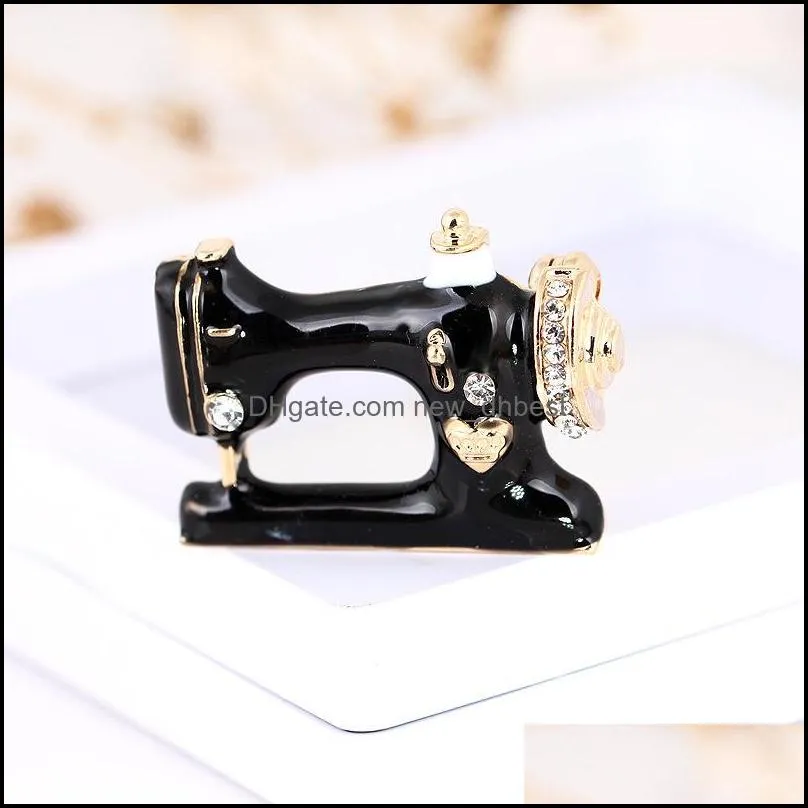 cute sewing machine brooches trendy black clolor metal brooch pins charm jewelry for women girls wedding party