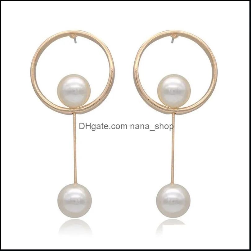 gold huggie dangle earrings charms fashion pearl drop studs for women lightweight handmade circle earring jewelry dhs