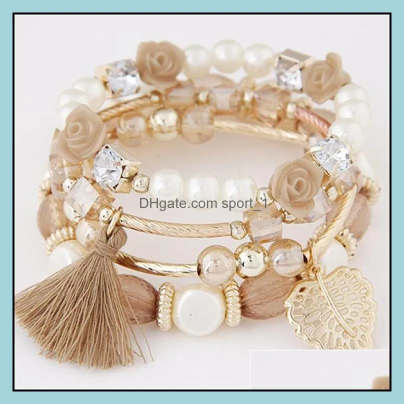 bohemian beaded bracelets for women crystal strand bangle fashion multilayer stretch bracelet valentines day gifts dhs