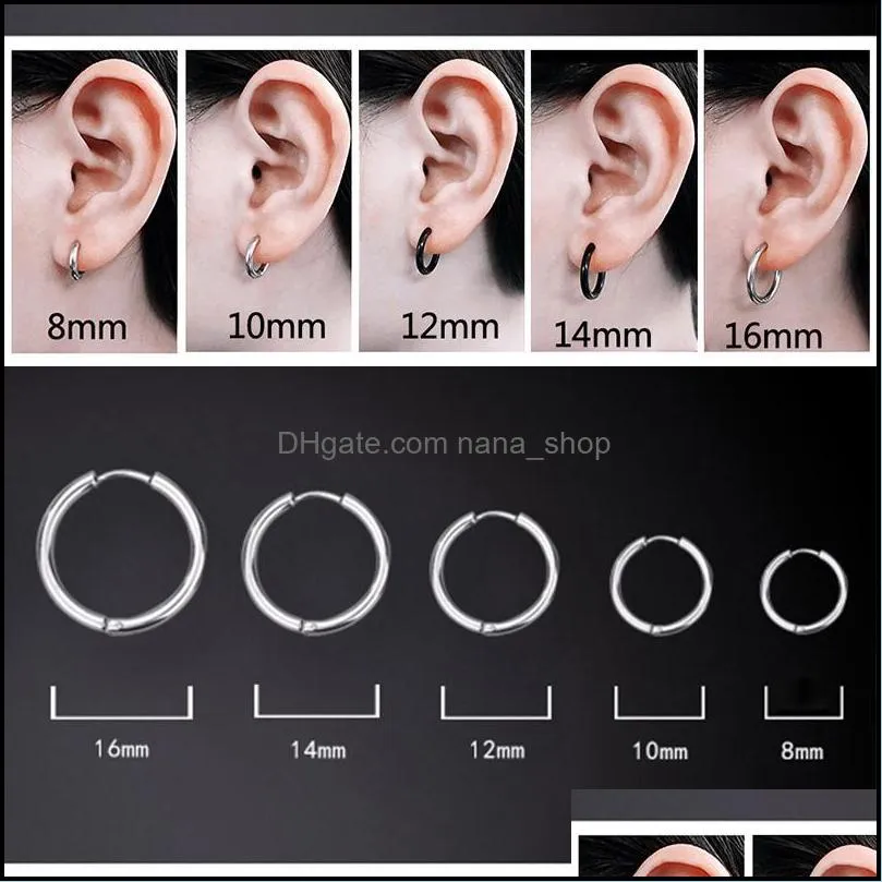 1 piece women man stainless steel small hoops earring piercing ear cartilage tragus simple thin circle antiallergic buckle