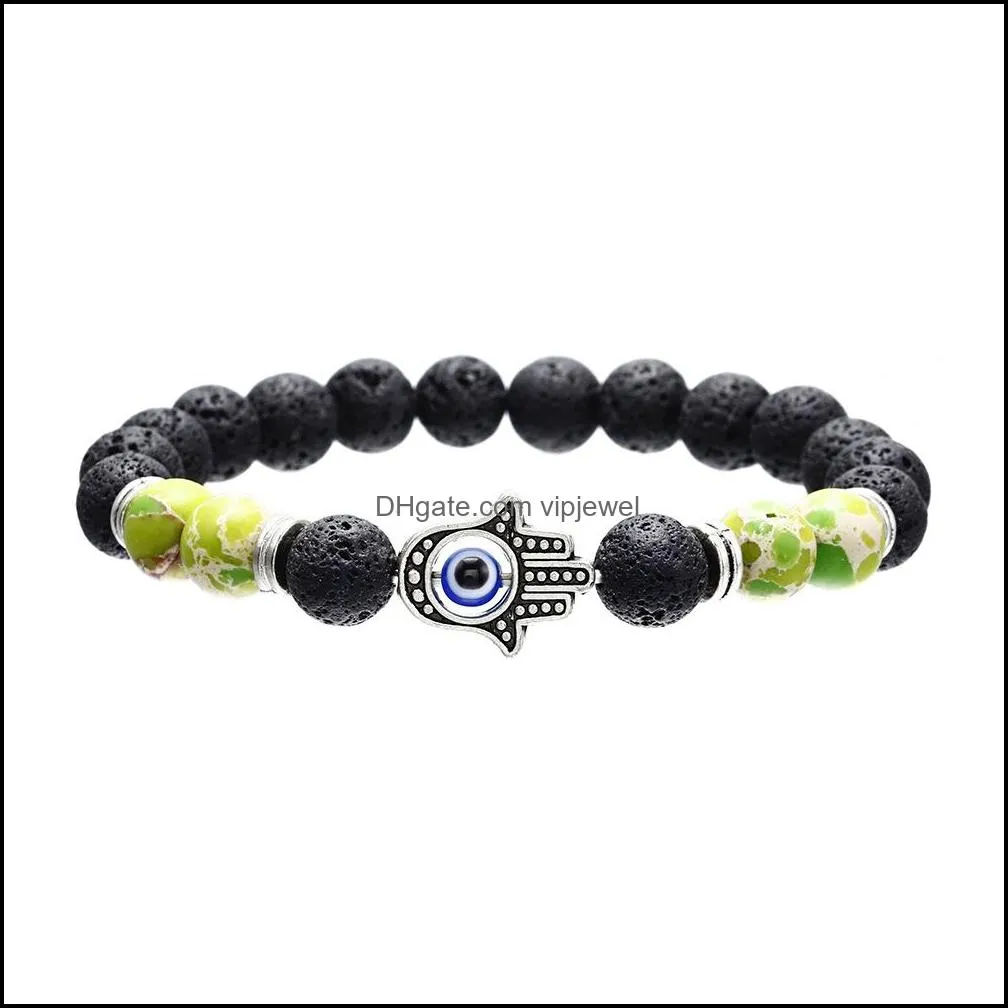 natural lava stone turquoise tiger eye fatimas hand bead bracelet diy volcano  oil diffuser bracelet for women men jewelry