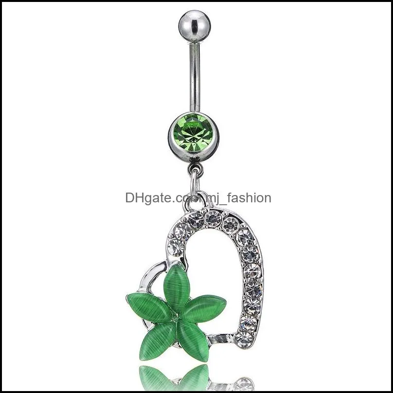 d0888 heart style belly navel button ring mix colors 97c3