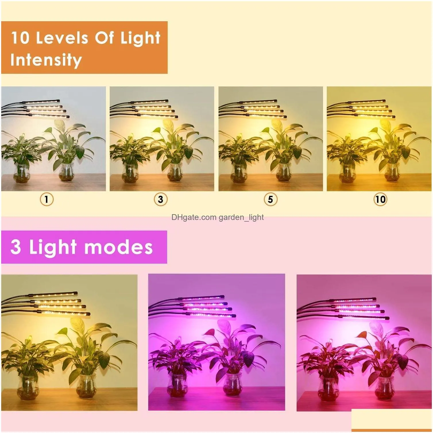 4 head led grow light with tripod stand for indoor plants full spectrum floor grow lamp with dual controllers 4/8/12h timer