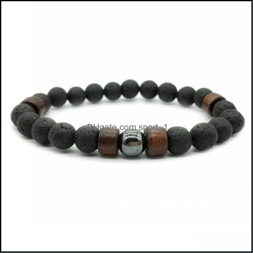  oil diffuser bracelets bangle fashion jewelry men natural lava rock beads healing energy stone wood bracelet dhs m185r
