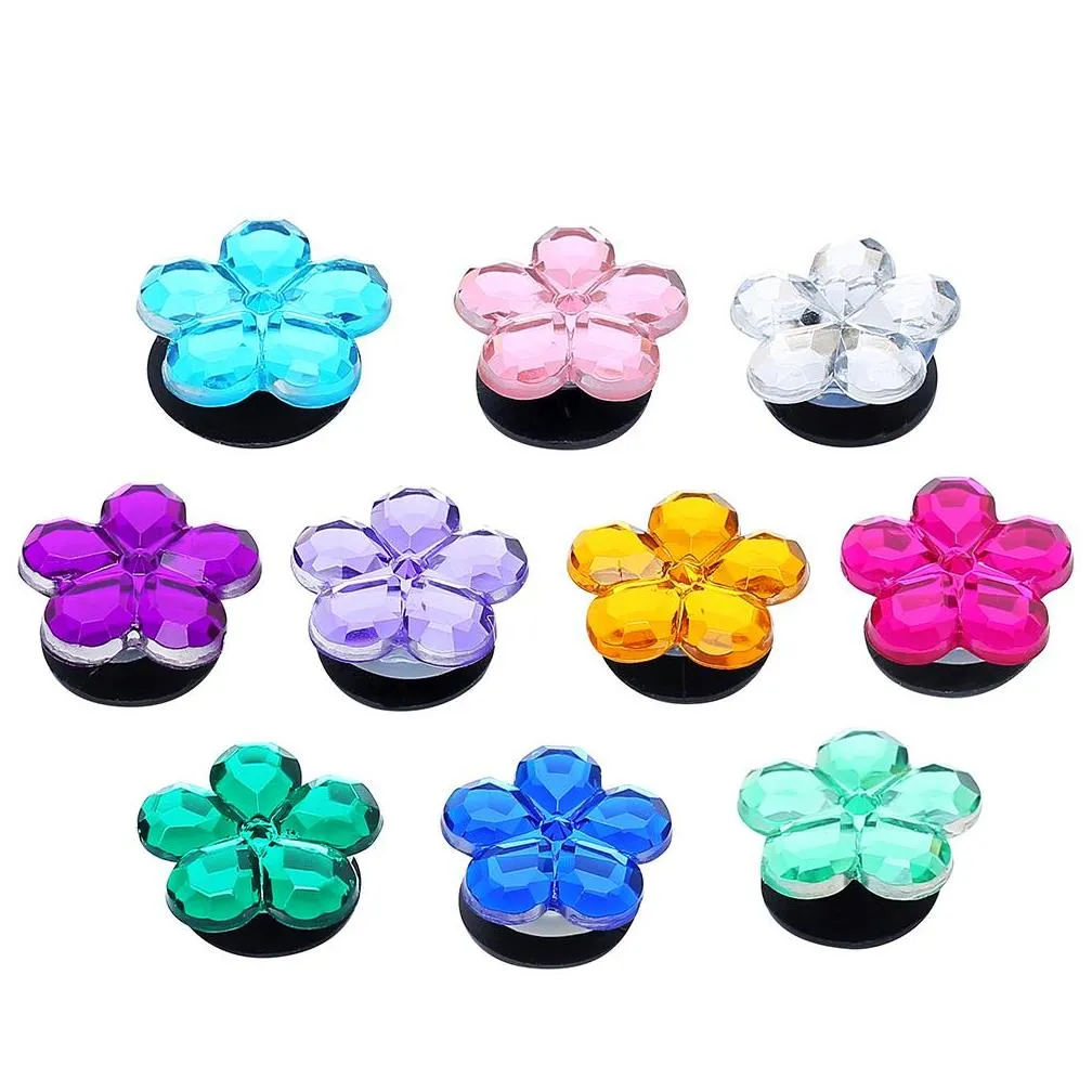 moqis2lots 10pcs/set pvc alloy flower crystal flowers shoe charms babes accessories fit for shoes bracelets bands croc jibz buckle