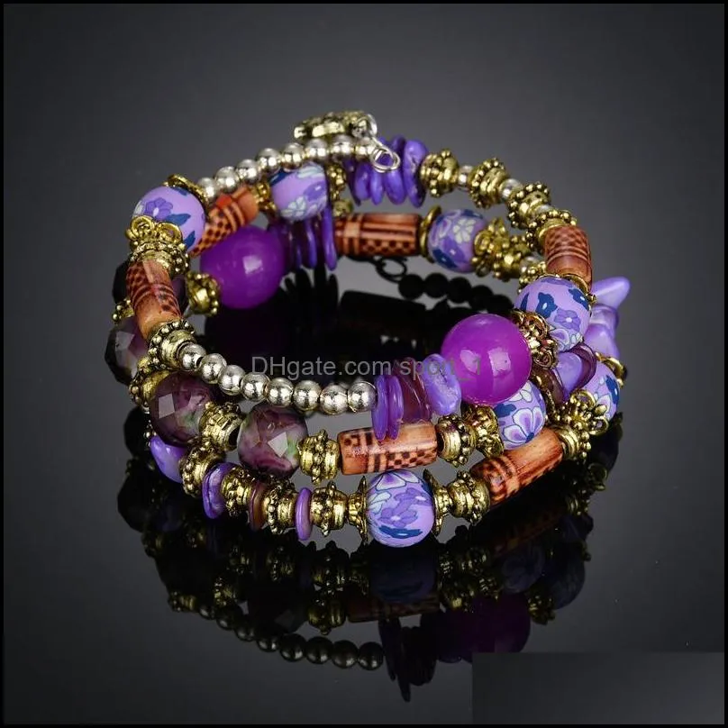 fashion beaded bracelet for women girls jewelry handmade charms beads bohemian bracelets multilayer bangle dhs h72f