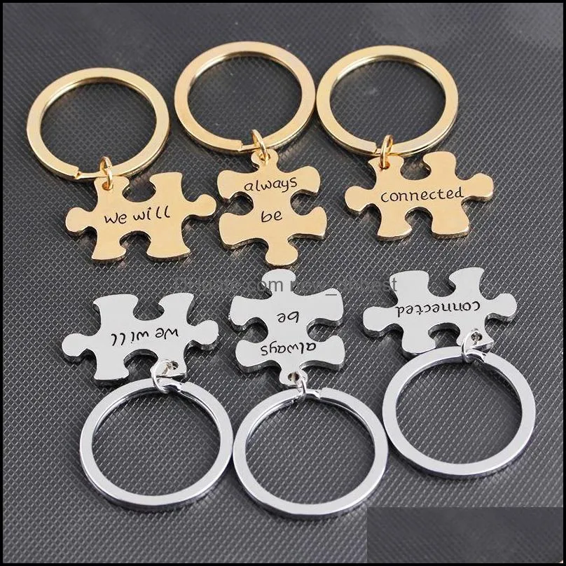 3pcs/set creative letters key rings friends we will always be connected keychains women girl friends fashion jewelry
