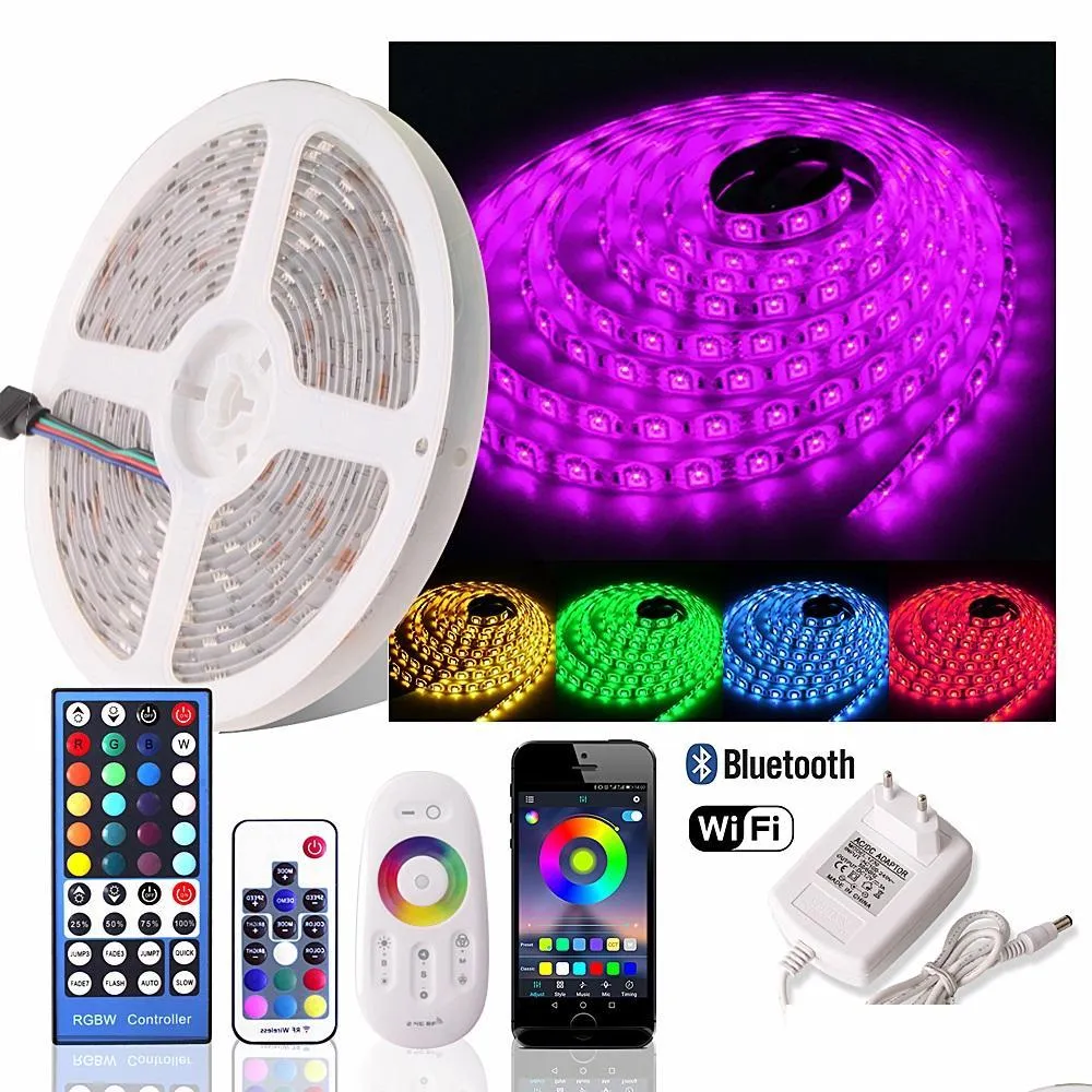 5m 300 leds flexible rgb rgbw led light strip nonwaterproof rgb led ribbon tape light add wifi /bluetooth/2.4g/rf remote add power