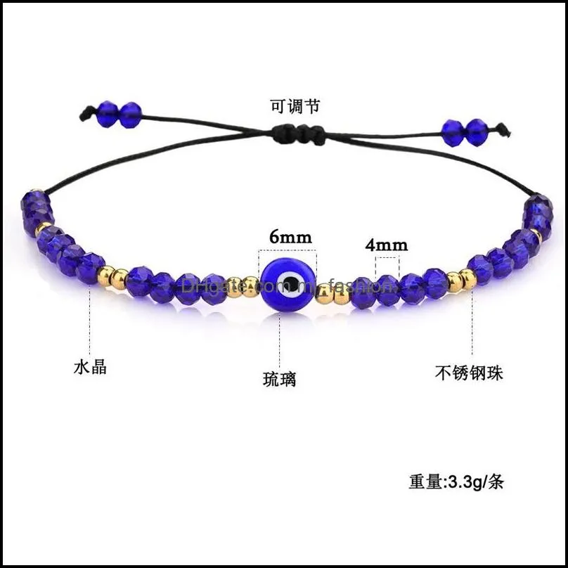 braided evil blue eye bracelet handmade jewelry colorful crystal beads bracelets for women girl 2247 t2