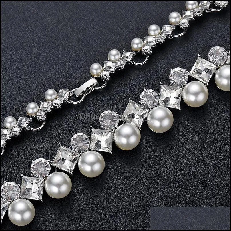 wedding jewelry sets pearl necklace stud earrings choker pendant romantic engagement accessories for bridal women gifts