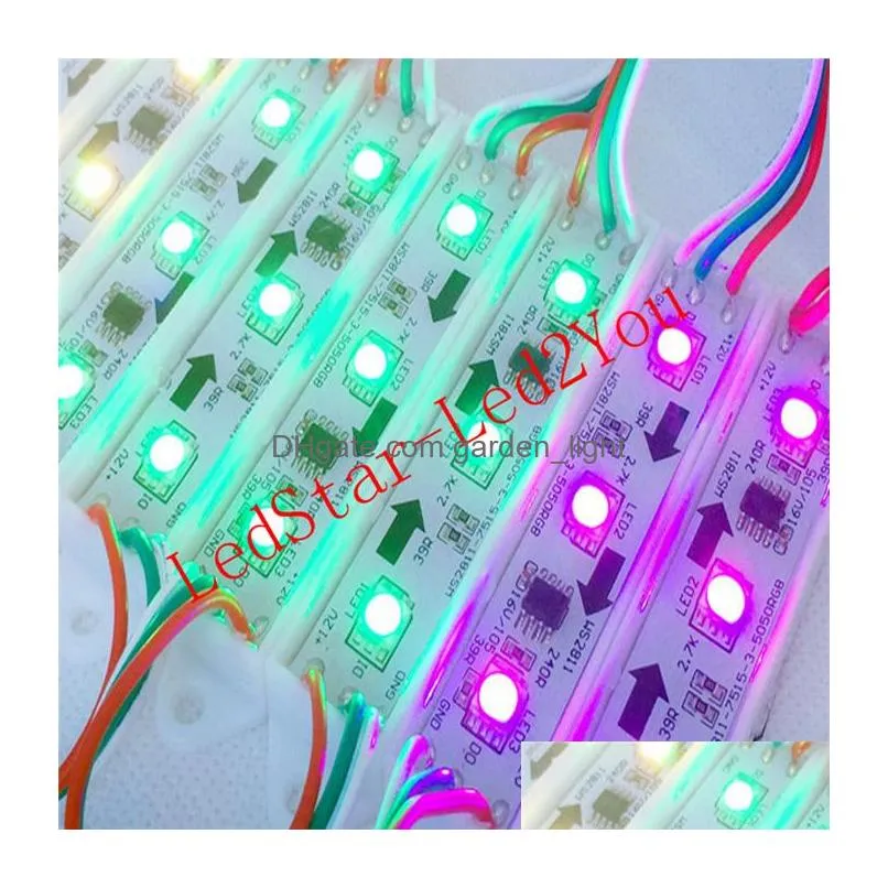 whole 500pcslot 5050 led module rgb ws2811 led channel lights dc 12v waterproof ip67 led outdoor lighting ce rohs saa4173006
