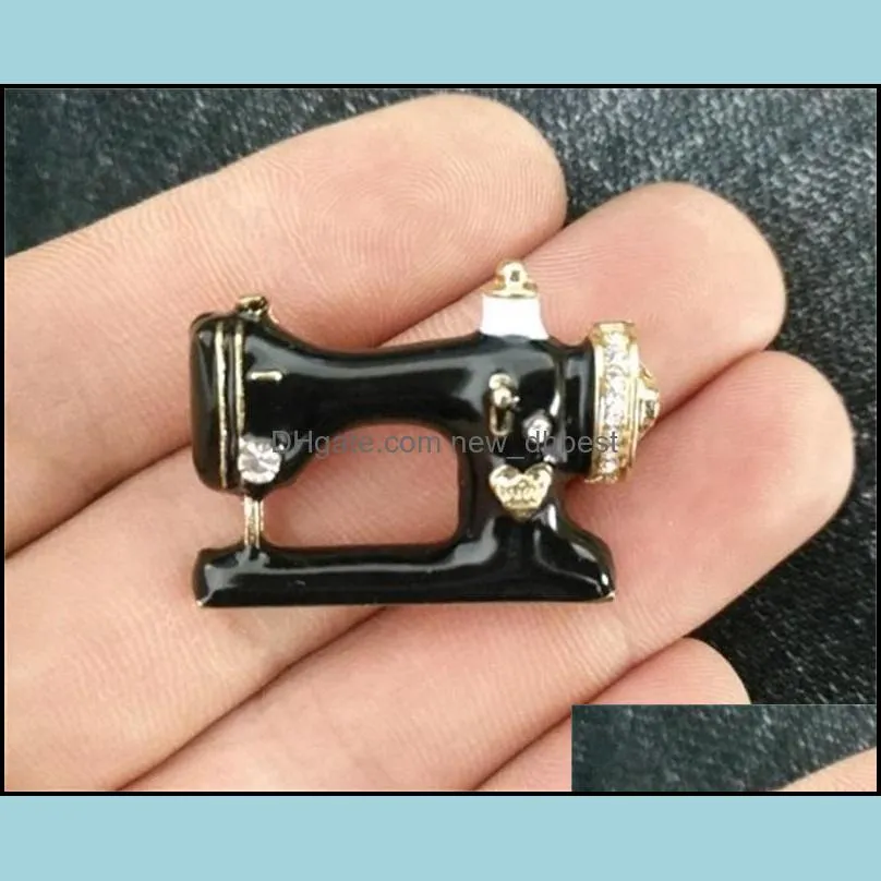 cute sewing machine brooches trendy black clolor metal brooch pins charm jewelry for women girls wedding party