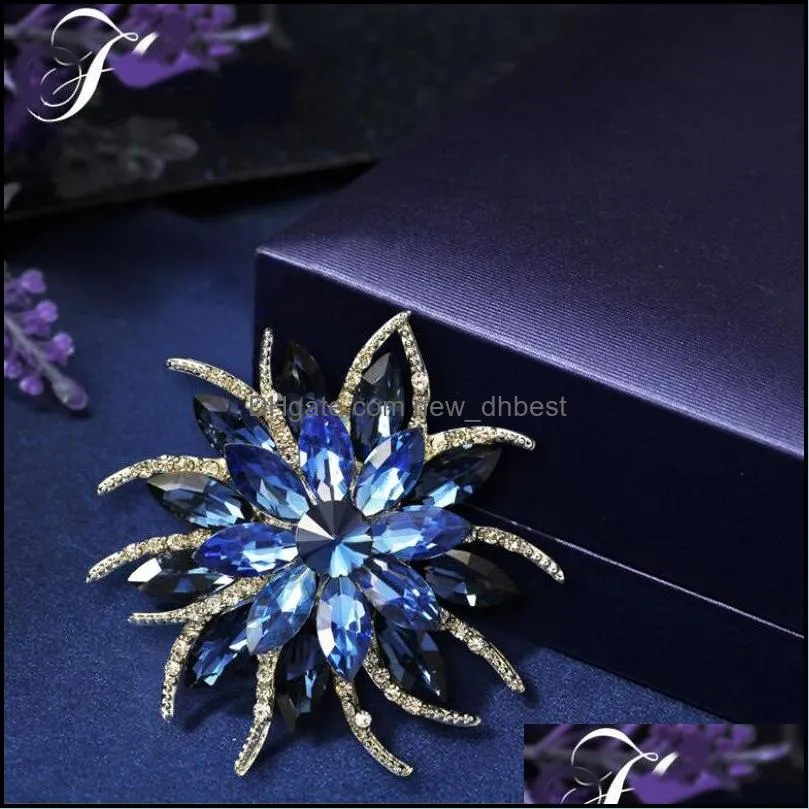 crystal brooch pins women purple flower jewelry fashion wedding party brooches