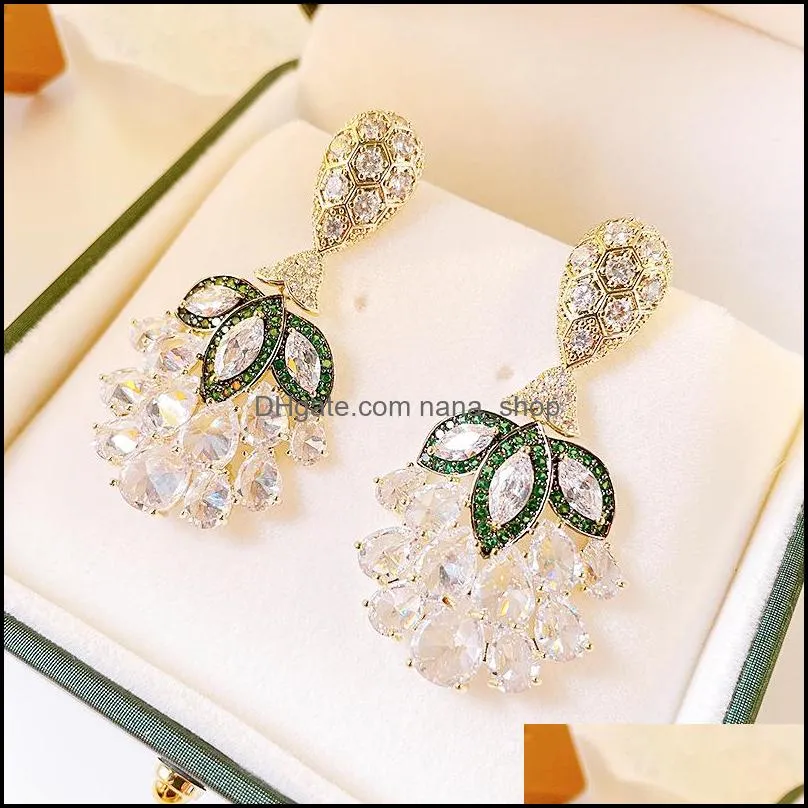 shining fashion exaggerated dangle earrings personality diamond earring big zircon ear stud for women wedding jewelry gifts