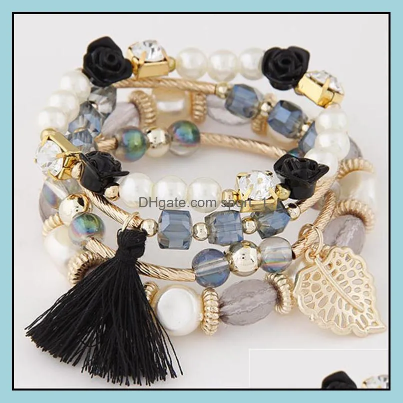 bohemian beaded bracelets for women crystal strand bangle fashion multilayer stretch bracelet valentines day gifts dhs