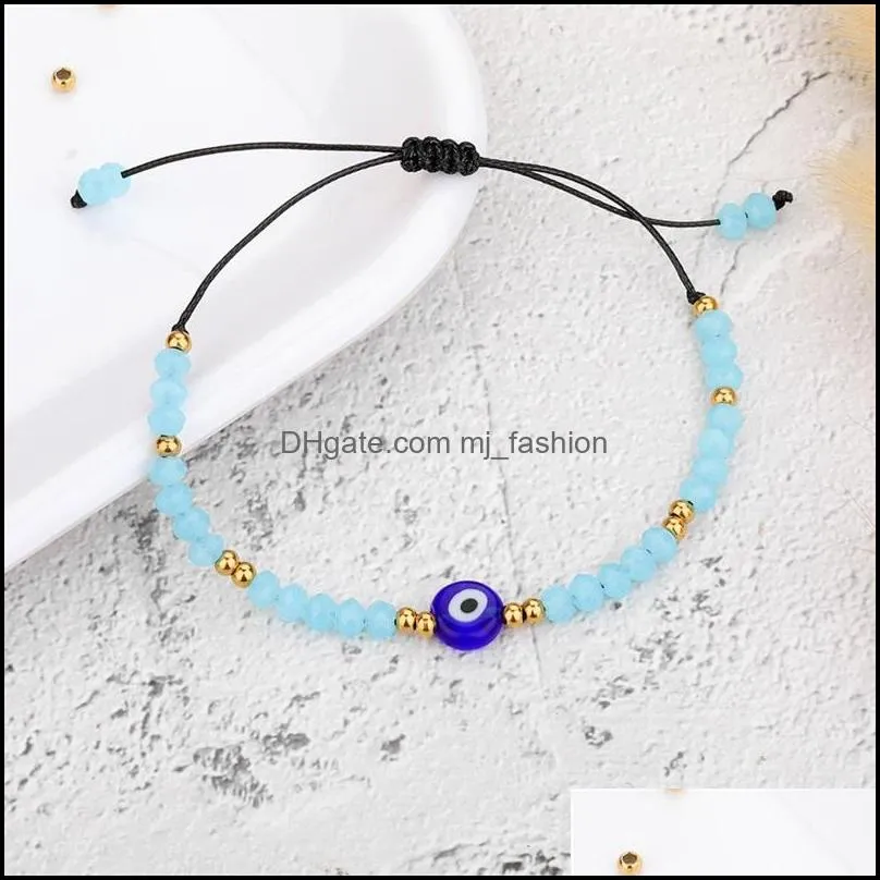 braided evil blue eye bracelet handmade jewelry colorful crystal beads bracelets for women girl 2247 t2
