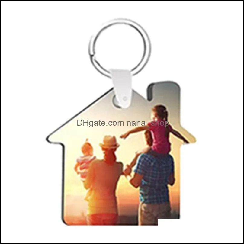 sublimation keychain blanks star circle square rectangle heat transfer keychains car key rings holder for diy making dhs