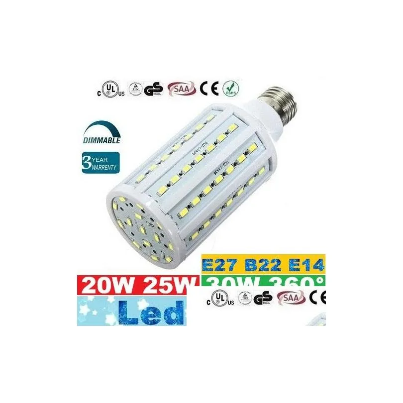 e27 e26 e14 b15 b22 led corn lights 360 angle 20w 25w 30w dimmable led bulbs light cri loading=