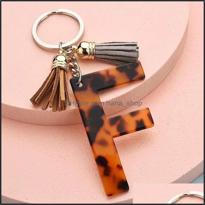 fashion az keychain leopard print pendant keyring personalized 26 alphabet letter keyfobs holder charms jewelry for lady