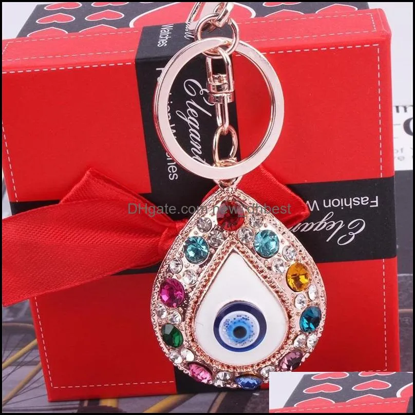 4pcs/lot turkey blue eye key chain for women handbag decoration keychain for woman girls rhinestone key ring jewelry accessories c3