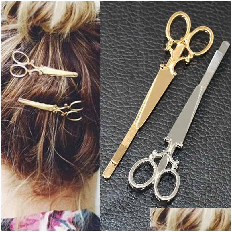 europe fashion jewelry scissor barrette hairpin hair clip pin lady barrettes