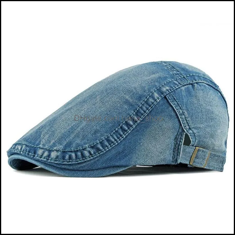 vintage denim beret men women unisex jeans sboy hat spring autumn hats peaked cap casual forward adjustable caps