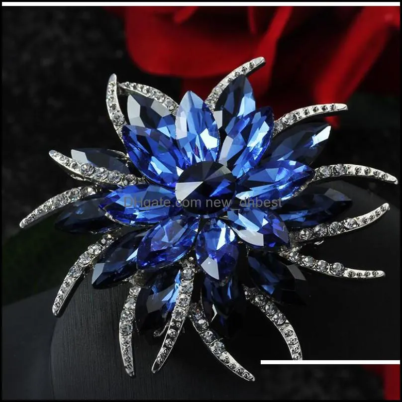 crystal brooch pins women purple flower jewelry fashion wedding party brooches