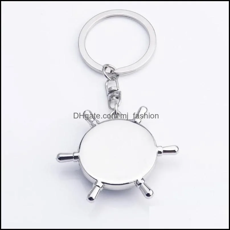 nautical helm compass keychain for car fashion key chains rings alloy hang charms novelty wholesale creative multifunction c3