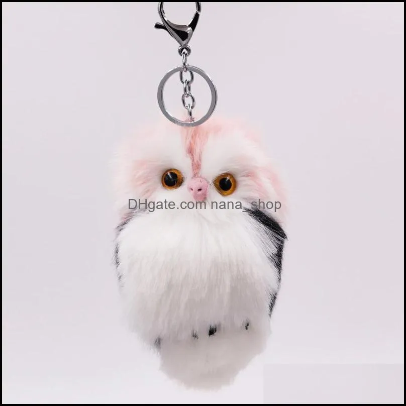 imitation rabbit fur owl keychain cute fashion kids plush dolls pom soft fluffy charm baby girls women gift