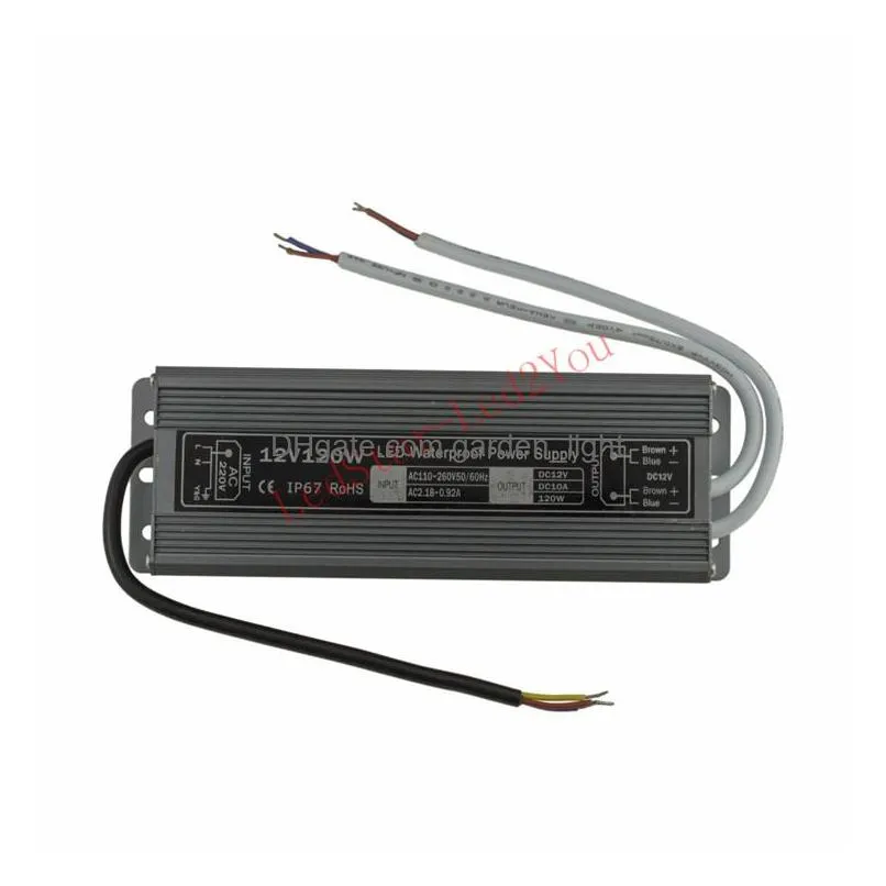 waterproof ip67 dc 12v lighting power supply high quality 50w 60w 80w 100w 200w 250w led drivers ac 90265v