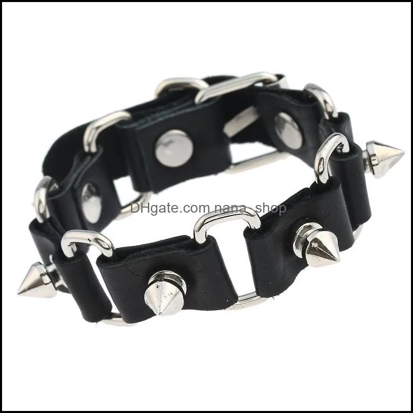 skeleton skull bracelets rock leather belt buckle for women men unisex punk gothic charm bracelets bangles jewelry gift