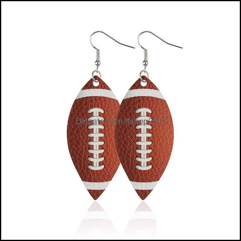 leather sports dangle earrings baseball american germany national flag football soccer basketball softball drop earrings for women