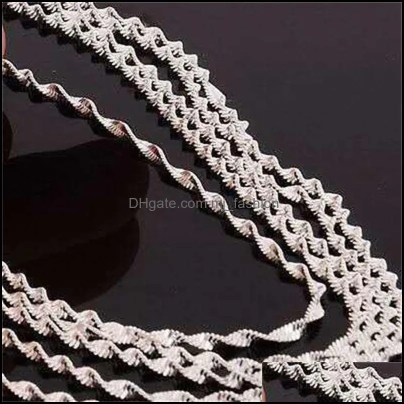 10pcs water waves chains 1.2mm 925 sterling silver necklace chains 1630 sh540 q2