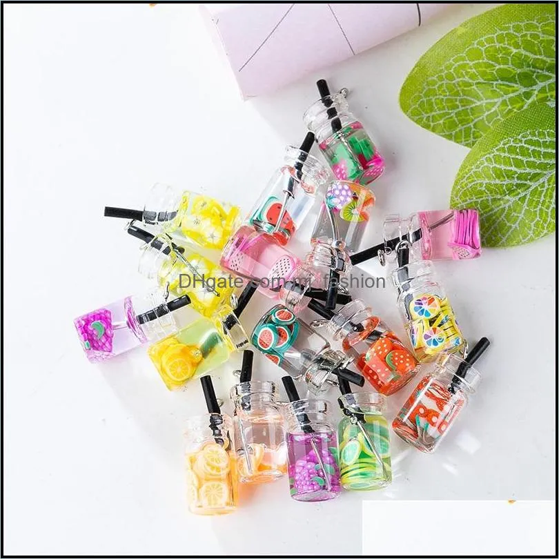 10pcs/set colour transparent cup charm diy acrylic fruits earrings necklace pendant charms for women child lovely jewelry gift 6 8xy