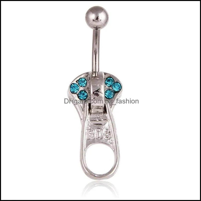 zipper punk style belly button ring nail body jewelry piercing fashion navel bell buttons rings c3
