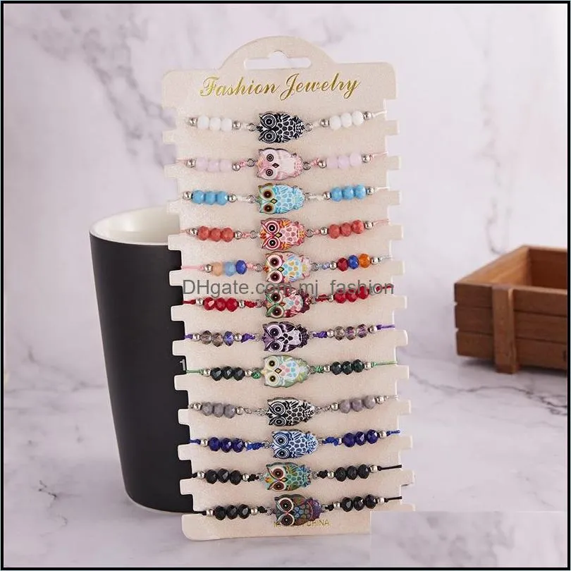 charm bracelets 12pcs/set turkey blue evil eye bracelet women handmade woven rope chain crystal beads girl birthday party jewelry gift