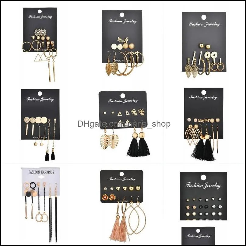 fashion tassel earrings set women girls drop dangle earring charm pearl stud for party jewelry accessories gift c86fz