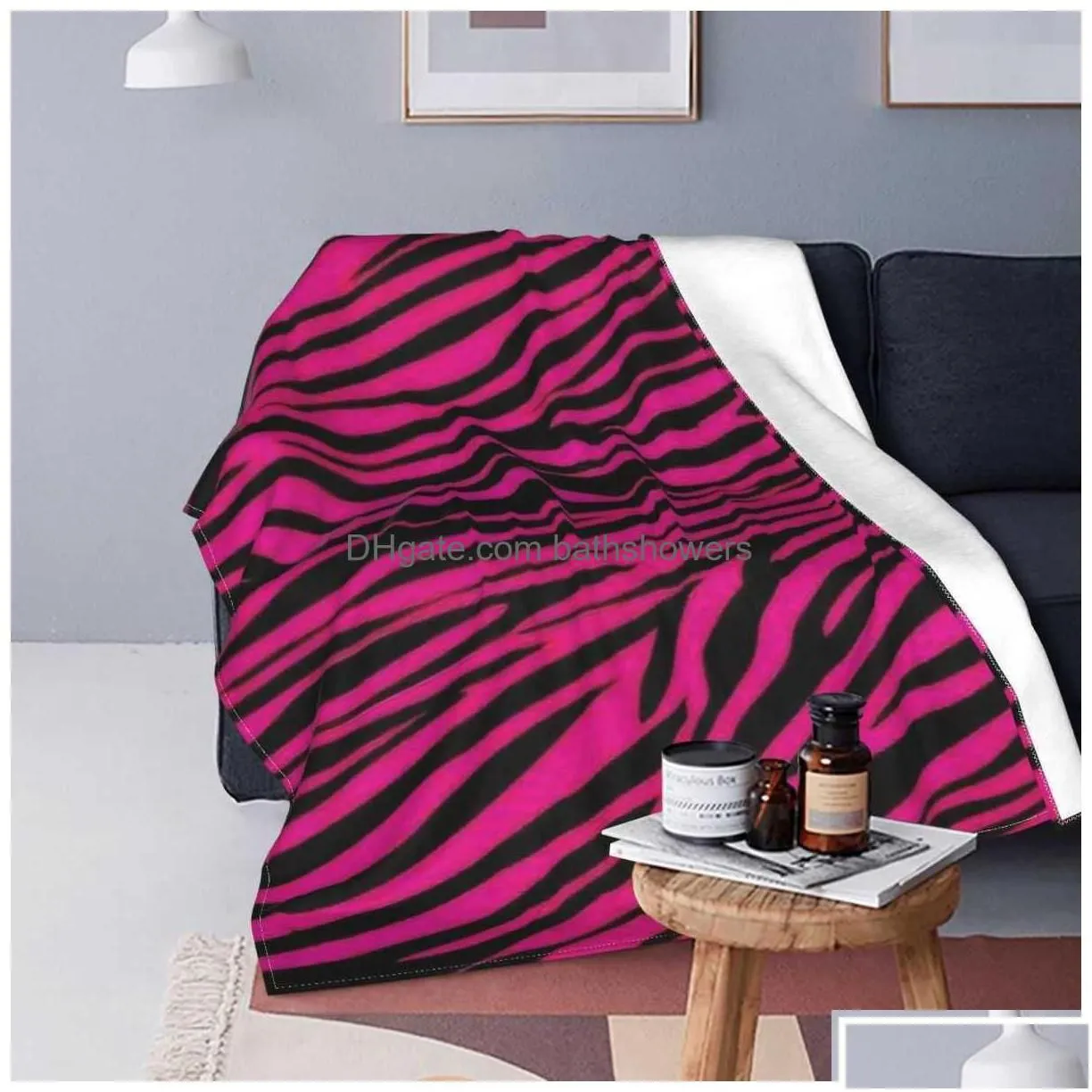 blankets blanket gothic pink zebra stripes veet summer air conditioning mtifunction soft throw for sofa car plush thin quilt y2209 d