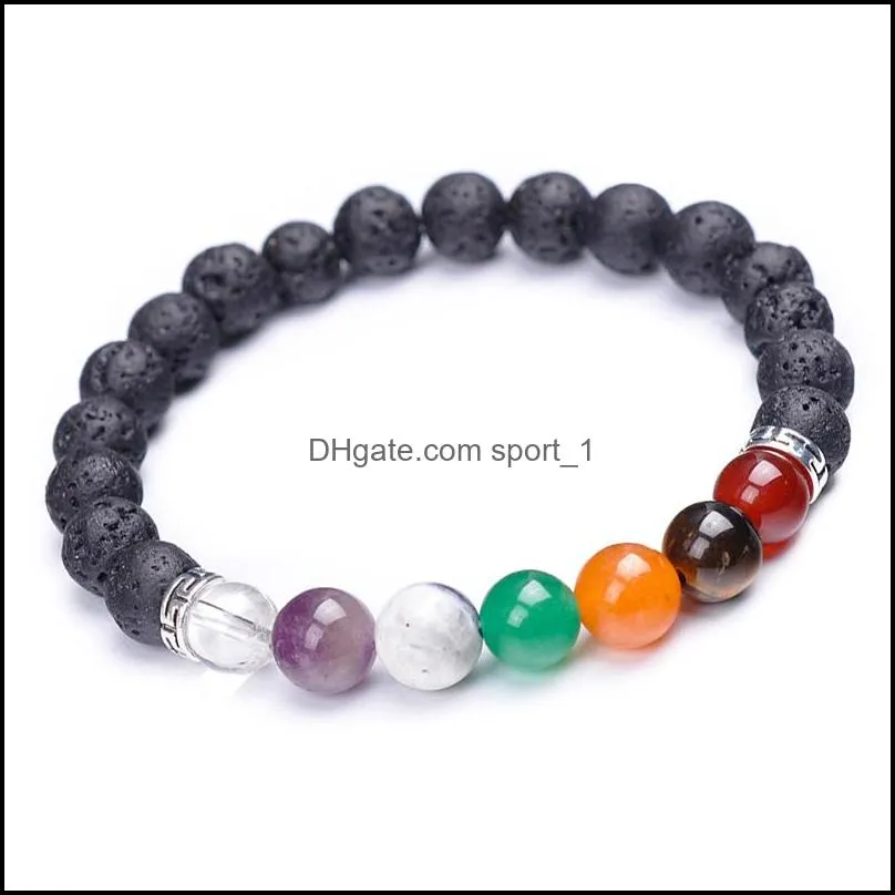  oil diffuser bracelets 7 chakra natural volcanic lava stone bangle yoga beads bracelet 8mm beaded hand strings jewelry
