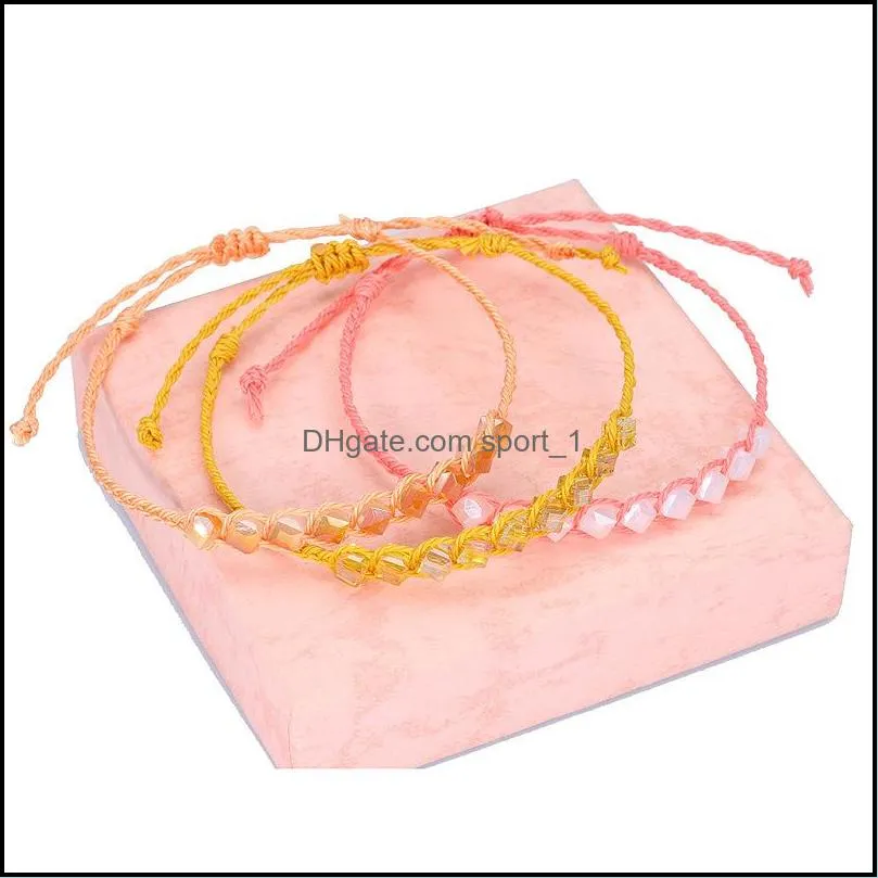 friendship crystal knotted bracelet handmade string beaded bangle adjustable braided woven bracelets for girl q553fz