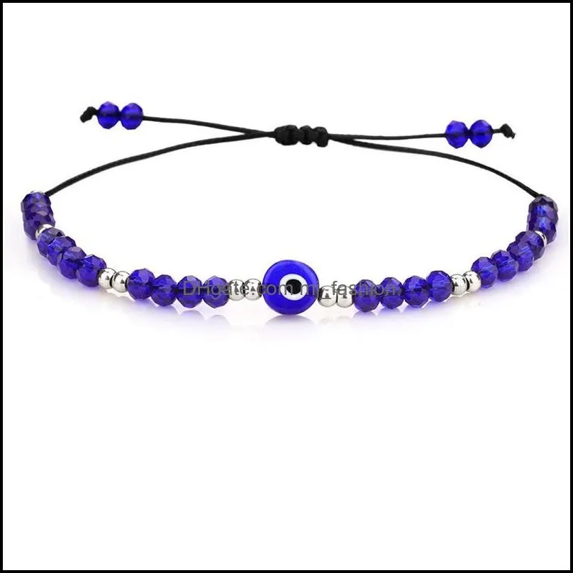 braided evil blue eye bracelet handmade jewelry colorful crystal beads bracelets for women girl 2247 t2