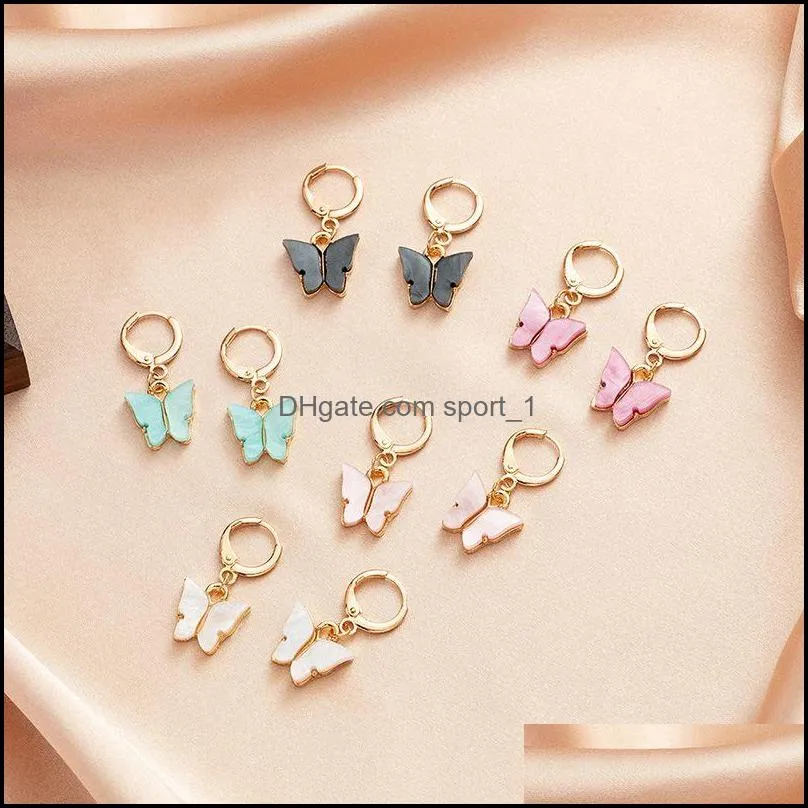 fashion charm earrings acrylic butterfly shaped jewelry small  sweet drop earring for women cute gifts